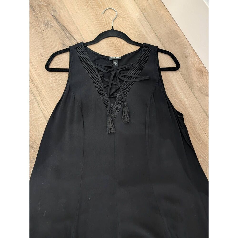 Torrid Black Lace Up Challis Trapeze Maxi Dress 00 Large Boho Gypsy Festival - Picture 10 of 16